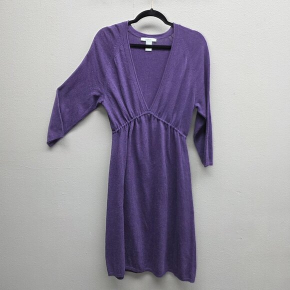 Nurture Sweater Dress Womens XL Purple Knit V Neck Empire Waist 3/4 Sleeve - Picture 1 of 10